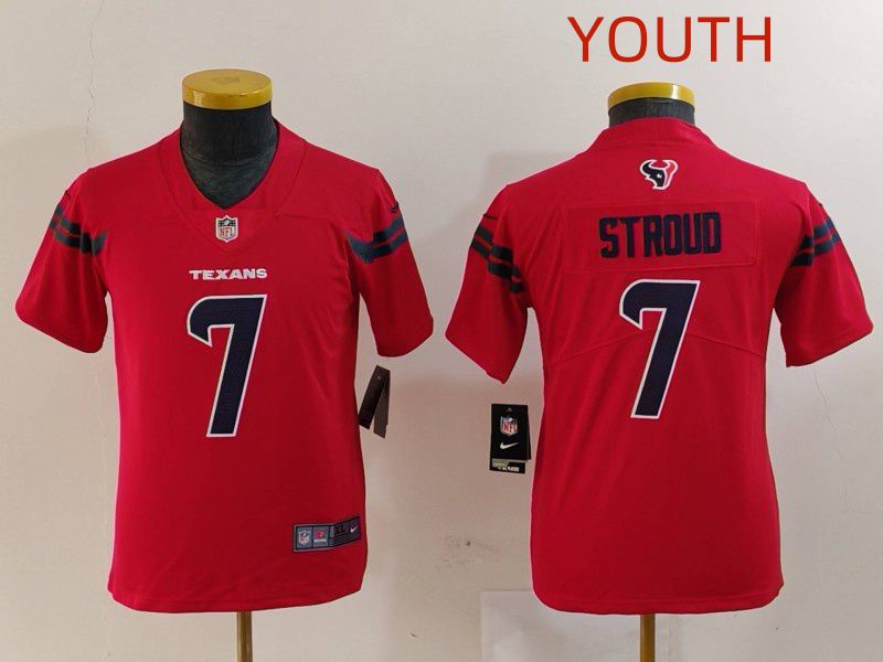 Youth Houston Texans #7 Stroud Red Second generations 2025 Nike Limited NFL Jersey style 1